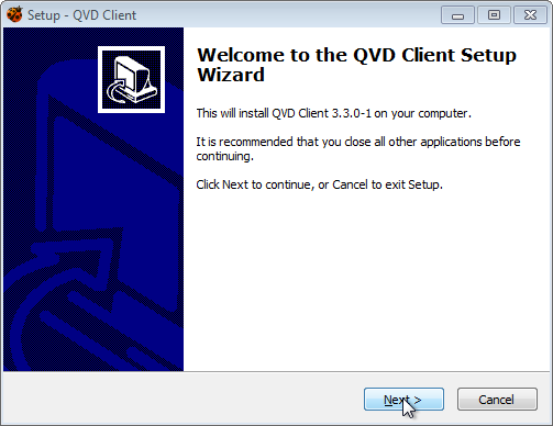The Windows QVD Client Installer Wizard