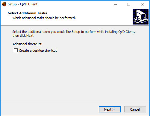 Installation wizard of Windows QVD Client