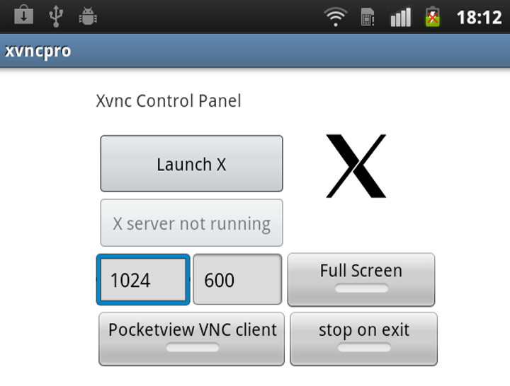 Main Xvnc Pro interface